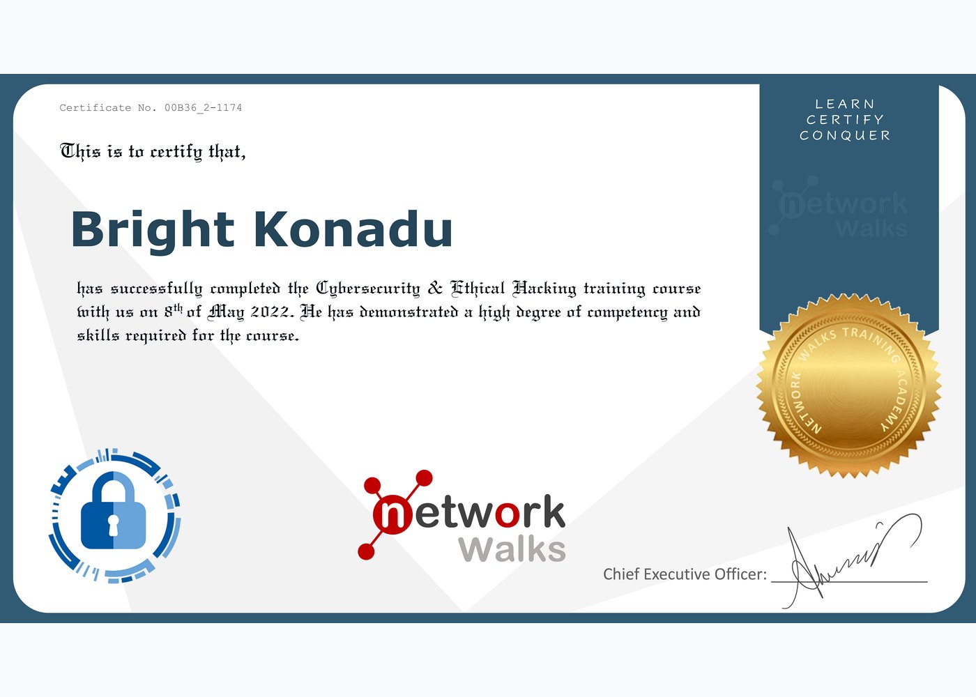 Cybersecurity & Ethical Hacking certificate preview