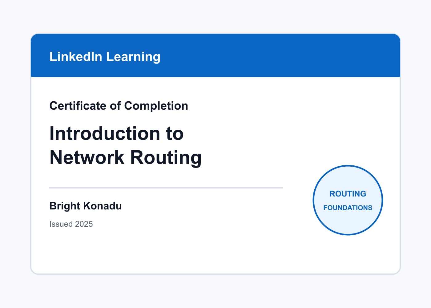 Introduction to Network Routing certificate preview