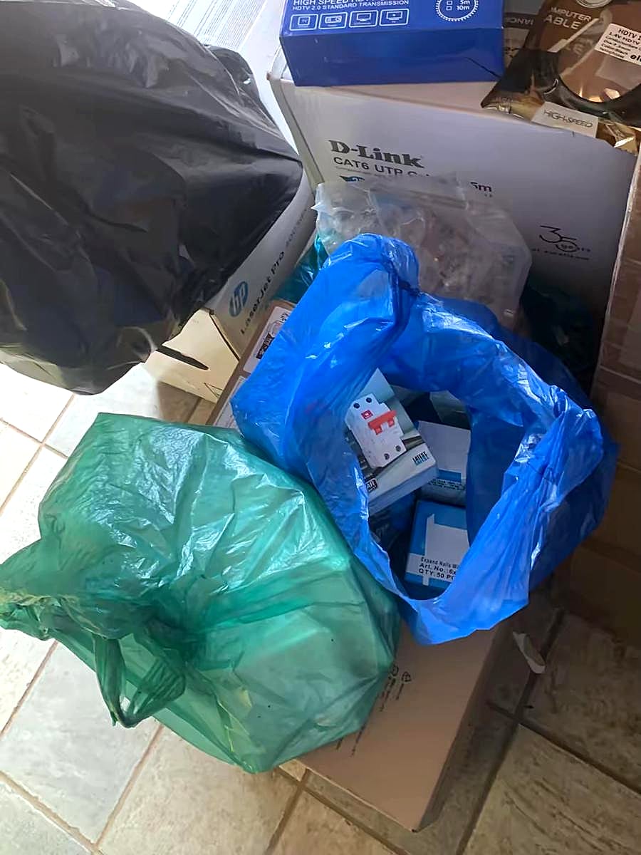 Network equipment and accessories prepared for site deployment.